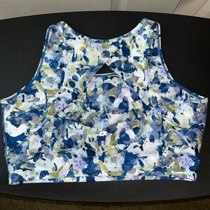 GapFit XL Sports Bra Watercolor Print Keyhole Back Activewear Top - Sz XL